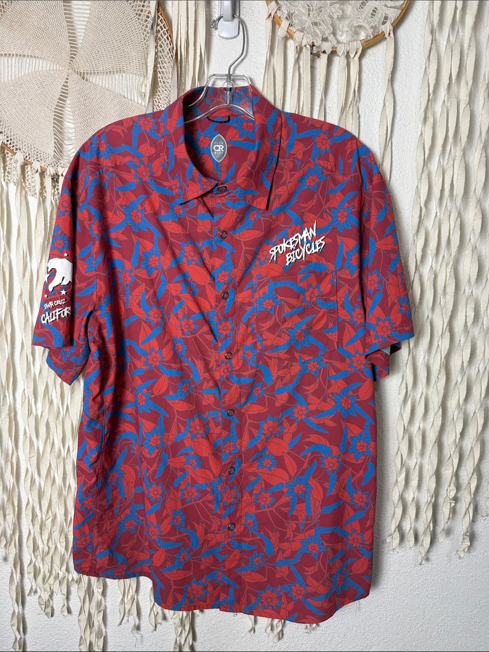 Club Ride X Spokesman Bicycle Short Sleeve Button Down Shirt Size XL
